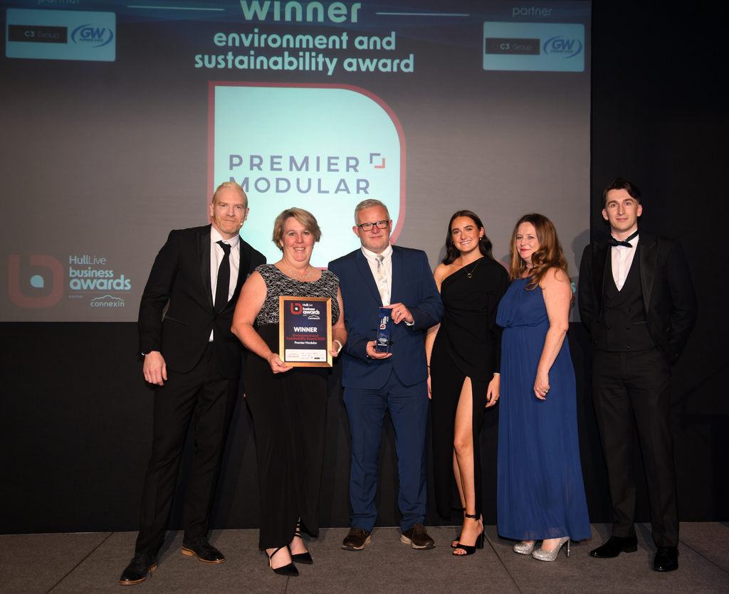 Environment and Sustainability Award Winner Premier Modular at the Business Live and Hull Live Business Awards 2023